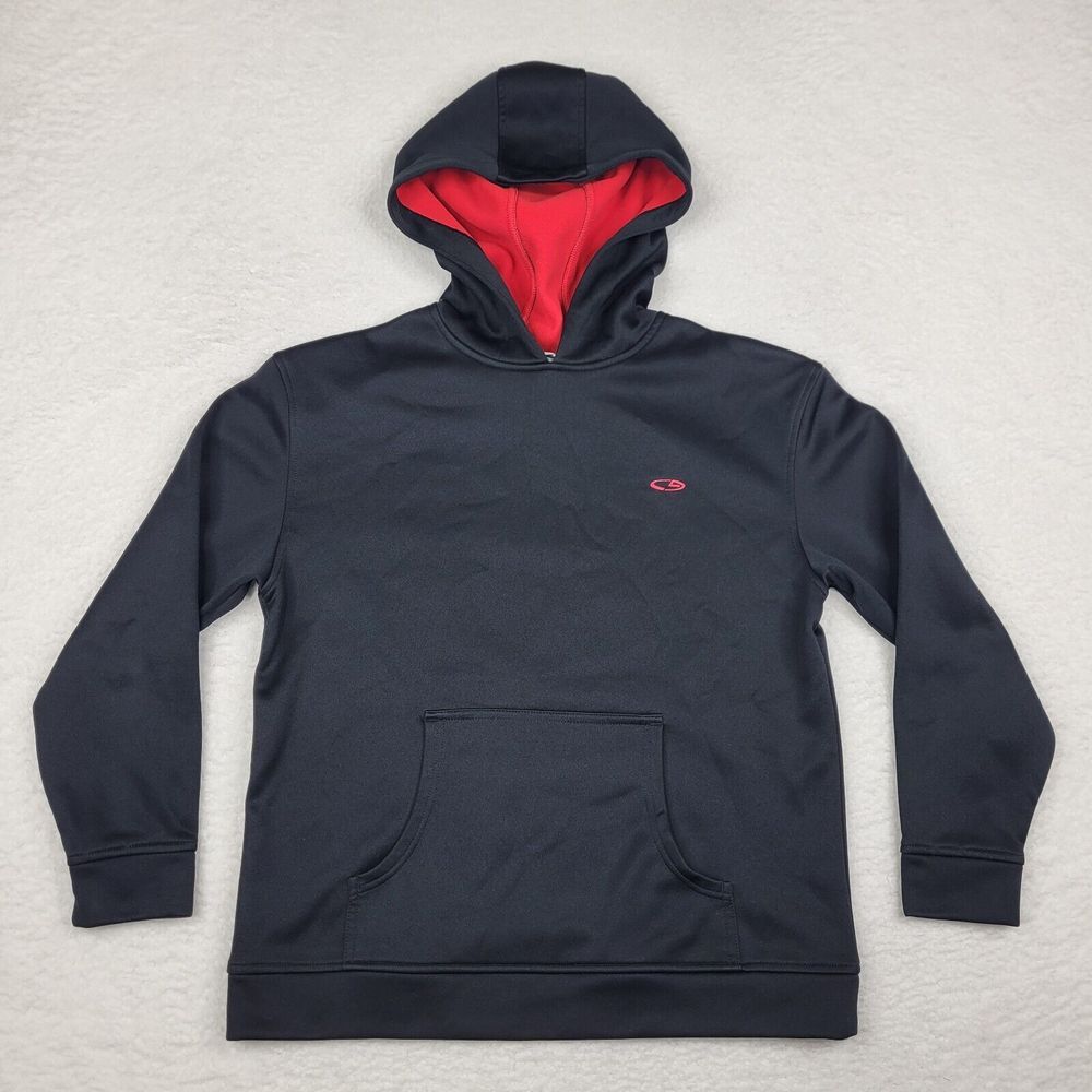 VTG Champion Hoodie Mens Large Black Fleece Sweatshirt Long Sleeve Pullover Y2K